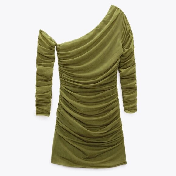 NWT Zara Ruched Organza Dress XS - Picture 6 of 6